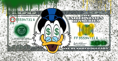 Scrooge McDuck Dollar Pop Art Poster Graffiti Street Art Cartoon Wealth Spray Paint Artistic Print