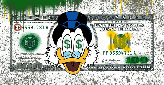 Scrooge McDuck Dollar Pop Art Poster Graffiti Street Art Cartoon Wealth Spray Paint Artistic Print