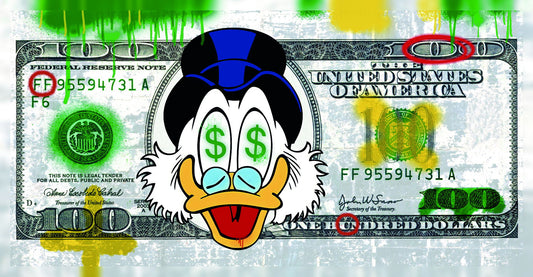 Scrooge McDuck Dollar Pop Art Poster Street Art Wealth Money Graffiti Cartoon Modern Artistic Print