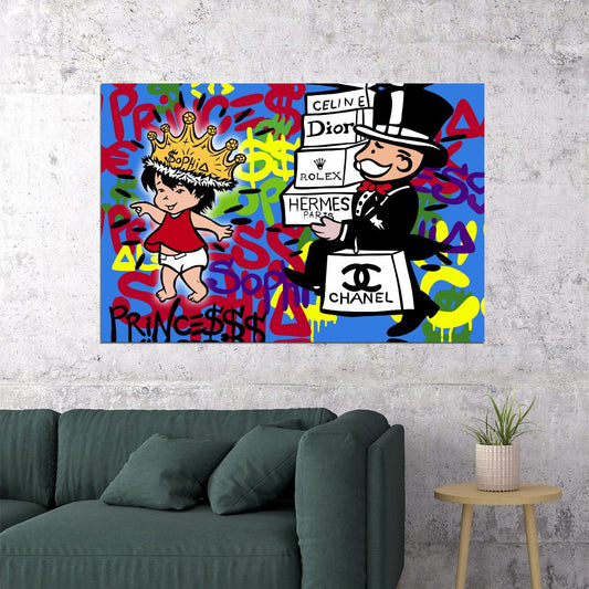 Luxury Shopping Cartoon Pop Art Poster Graffiti Rich Lifestyle Hermes Chanel Dior Artistic Print - xonomax