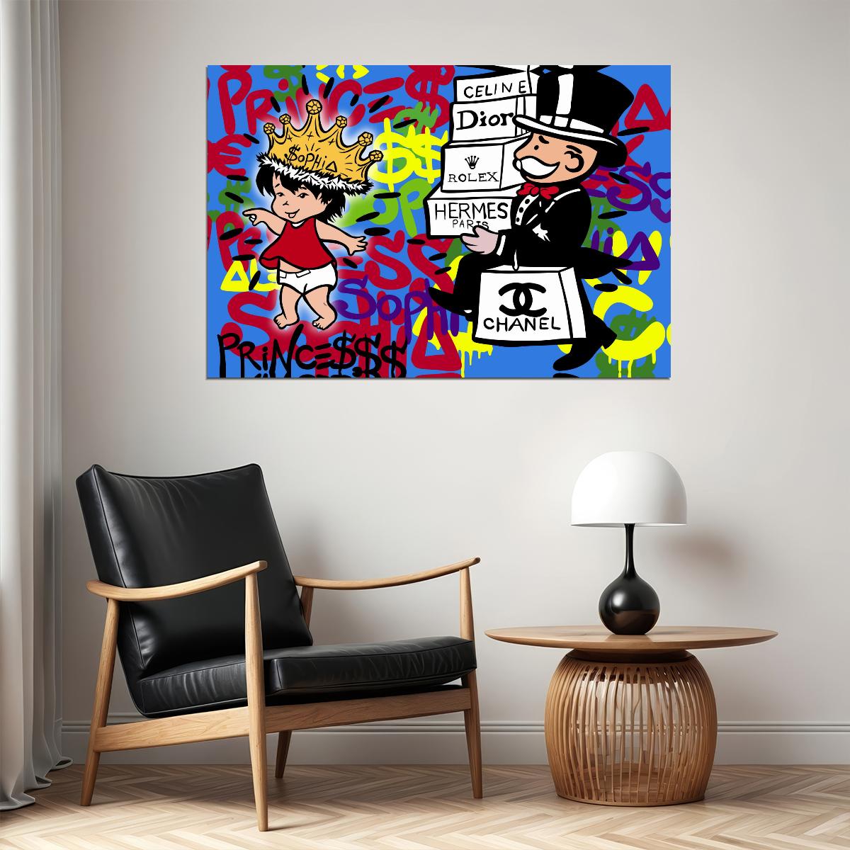 Luxury Shopping Cartoon Pop Art Poster Graffiti Rich Lifestyle Hermes Chanel Dior Artistic Print - xonomax