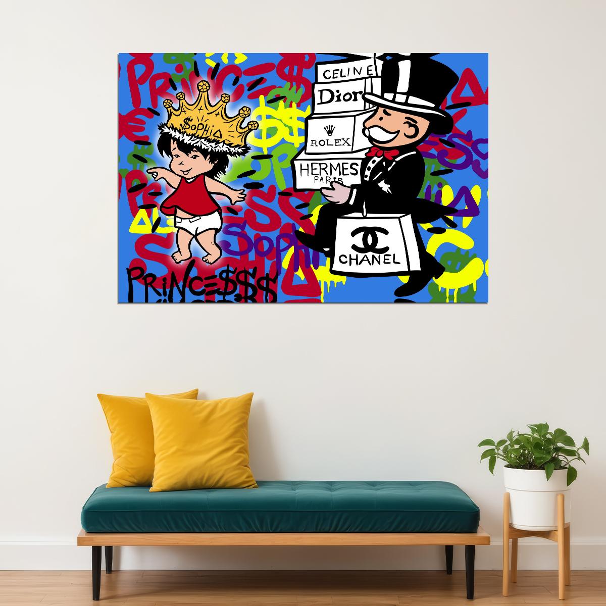 Luxury Shopping Cartoon Pop Art Poster Graffiti Rich Lifestyle Hermes Chanel Dior Artistic Print - xonomax