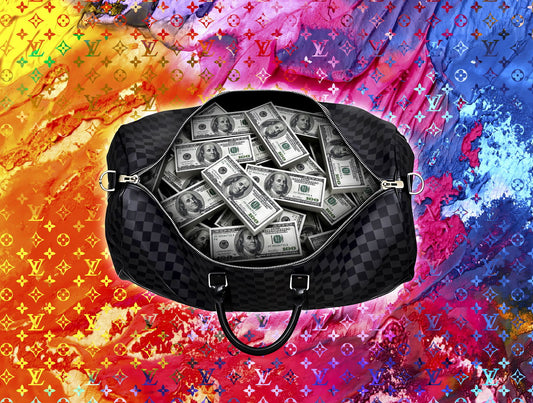 Money Bag Pop Art Poster Graffiti Street Art Louis Vuitton Rich Lifestyle Artistic Modern Print - xonomax