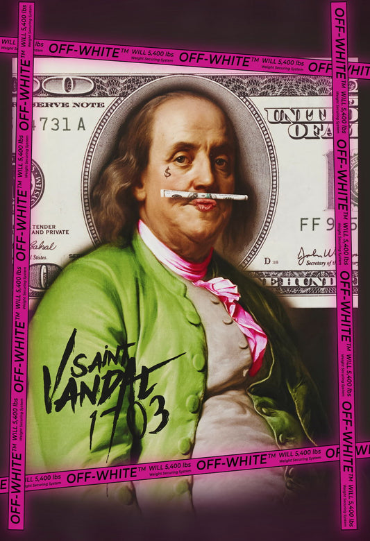 Benjamin Franklin Pop Art Poster Graffiti Rich Artistic Vandal Hustle Modern Wealth Print - xonomax