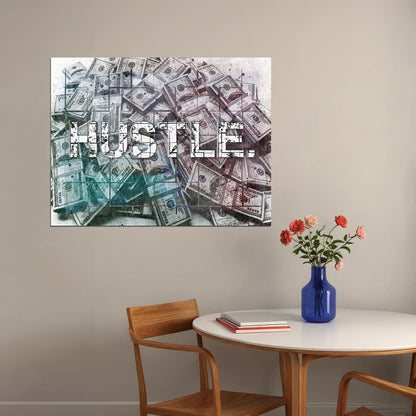 Hustle Money Pop Art Poster Graffiti Rich Lifestyle Cash Motivation Street Art Artistic Print - xonomax