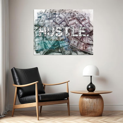 Hustle Money Pop Art Poster Graffiti Rich Lifestyle Cash Motivation Street Art Artistic Print - xonomax