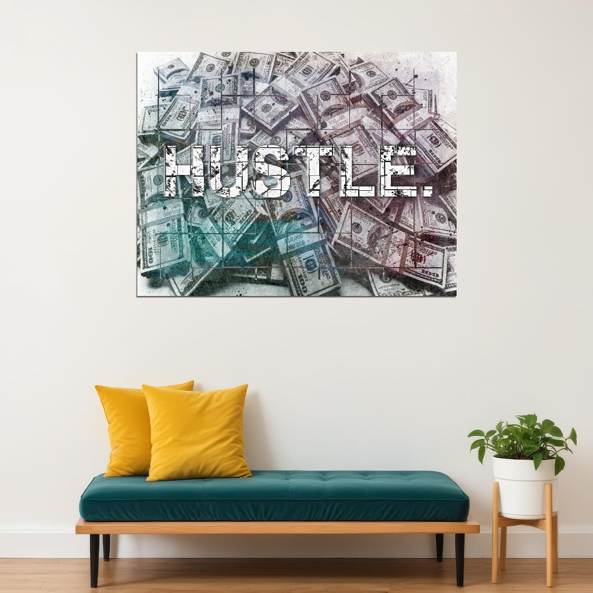 Hustle Money Pop Art Poster Graffiti Rich Lifestyle Cash Motivation Street Art Artistic Print - xonomax