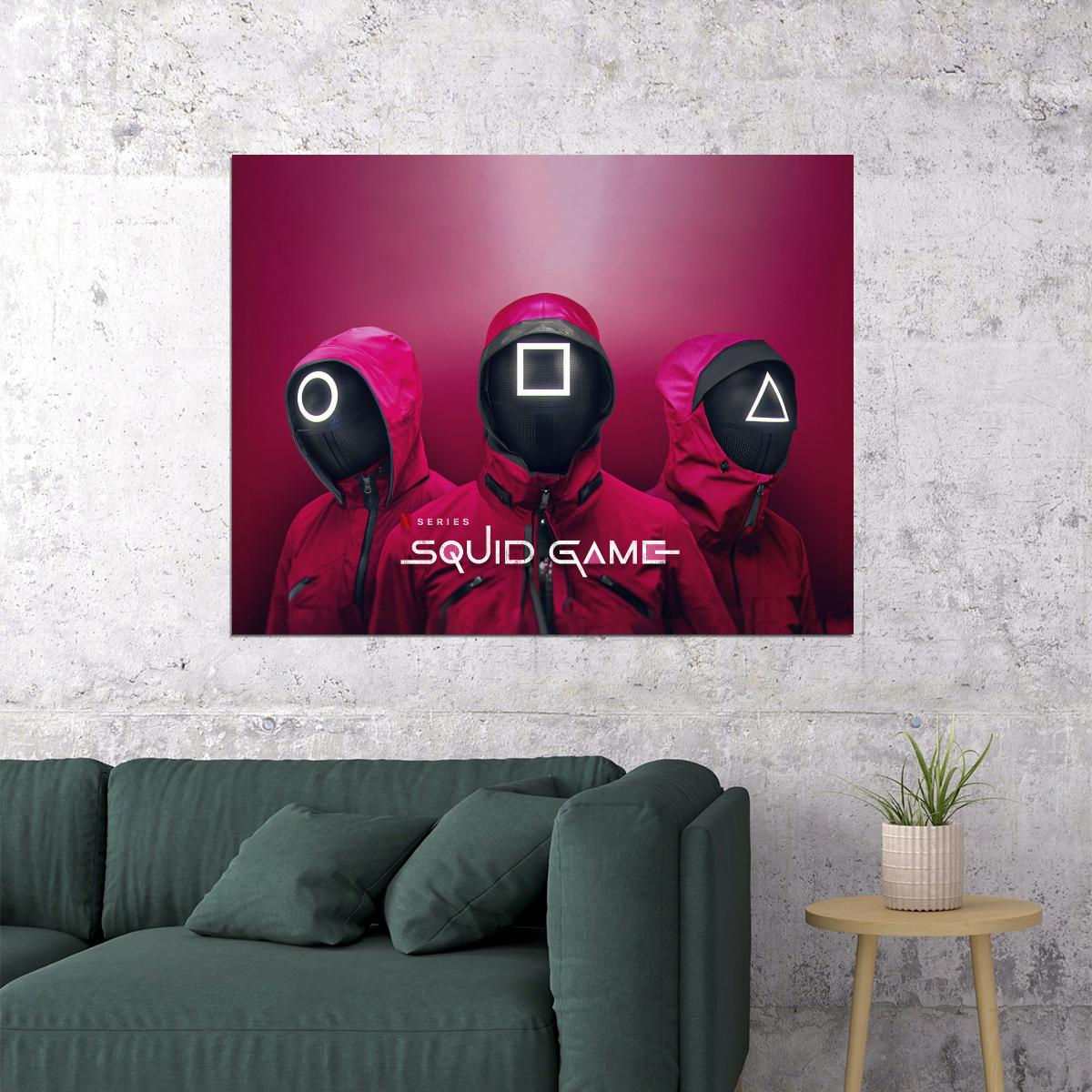 Squid Game 2021 Poster Iconic Thriller Series Artwork Dystopian Drama Wall Art