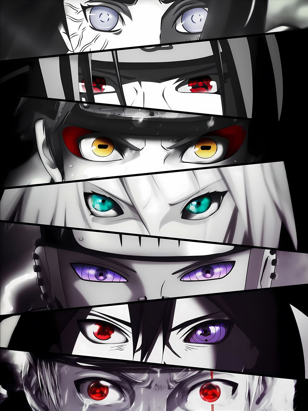 Naruto Sharingan Eyes Poster Iconic Anime Manga Characters Art Ninja Wall Print