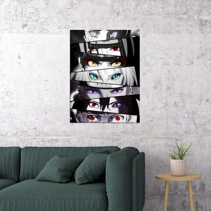 Naruto Sharingan Eyes Poster Iconic Anime Manga Characters Art Ninja Wall Print