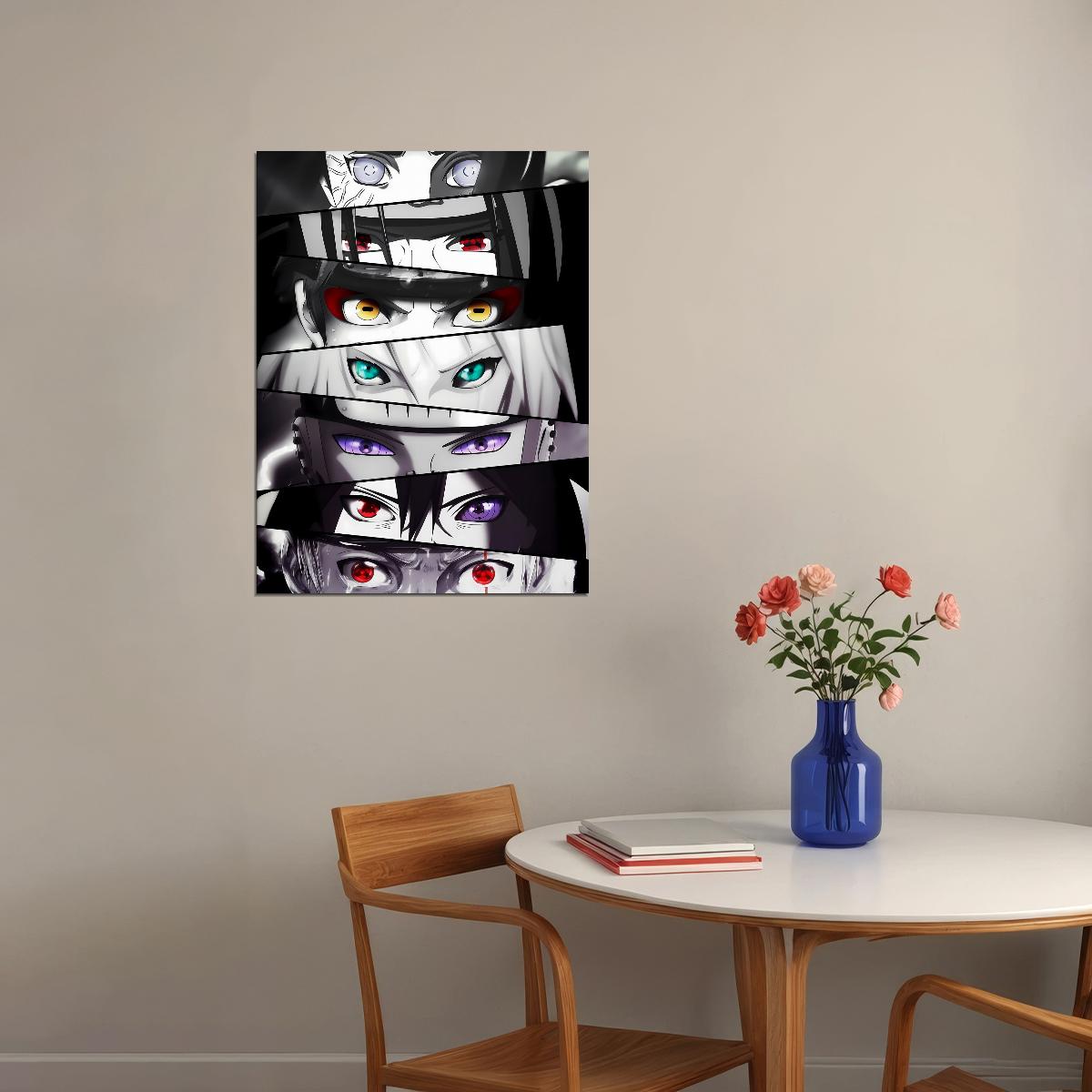 Naruto Sharingan Eyes Poster Iconic Anime Manga Characters Art Ninja Wall Print