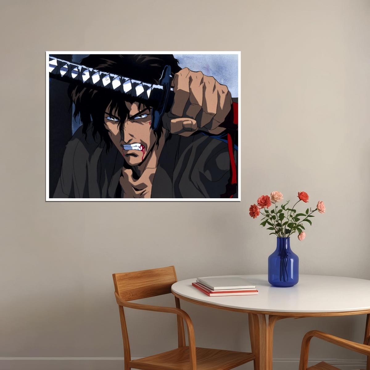 Ninja Scroll 1993 Jubei Poster Iconic Japanese Samurai Anime Action Wall Art