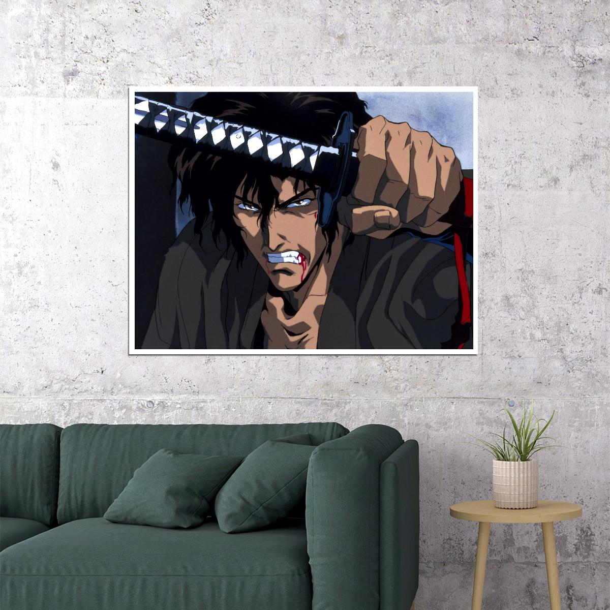 Ninja Scroll 1993 Jubei Poster Iconic Japanese Samurai Anime Action Wall Art