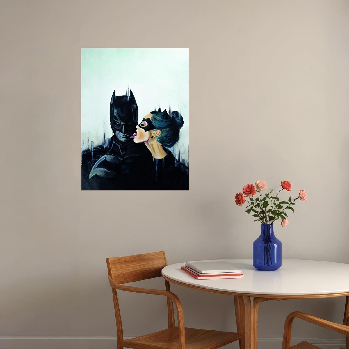 Batman and Catwoman Poster Iconic Superhero Art Dark Knight Lovers Wall Print