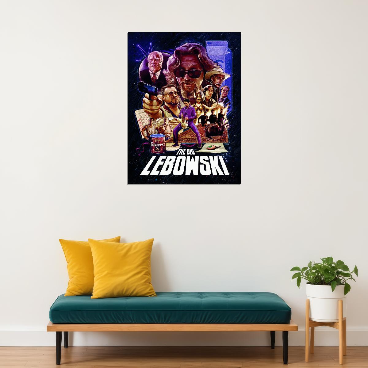 The Big Lebowski 1998 Movie Poster Iconic Comedy Cult Classic Film Wall Art