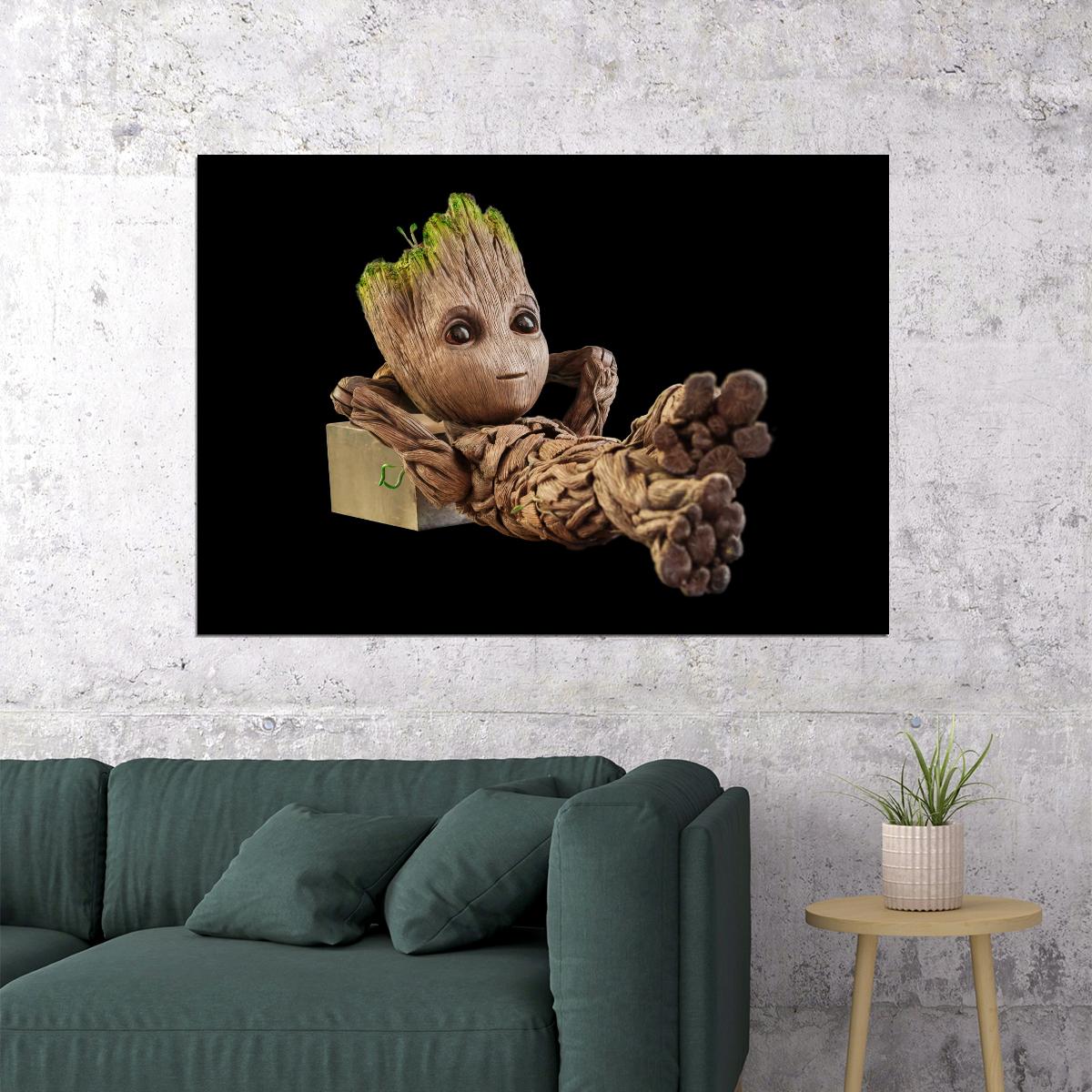 Baby Groot Guardians of the Galaxy Poster Cute Marvel Character Wall Art