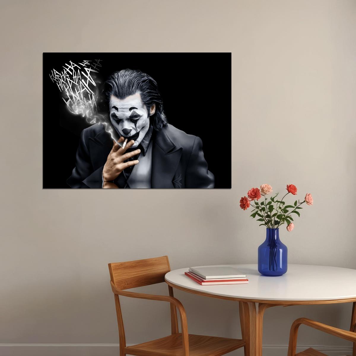 Joker 2019 Smoking Poster Joaquin Phoenix Dark Villain Art DC Movie Wall Print