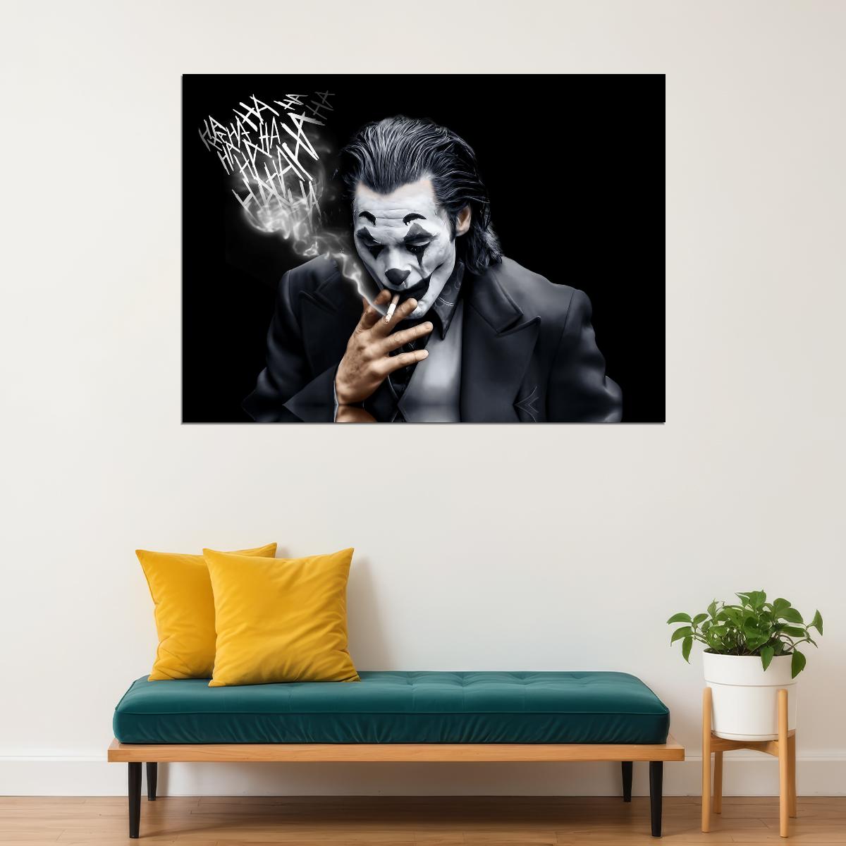 Joker 2019 Smoking Poster Joaquin Phoenix Dark Villain Art DC Movie Wall Print