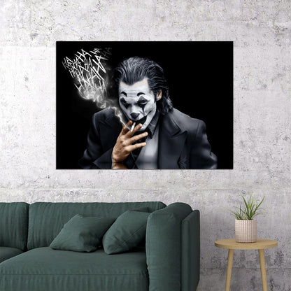 Joker 2019 Smoking Poster Joaquin Phoenix Dark Villain Art DC Movie Wall Print