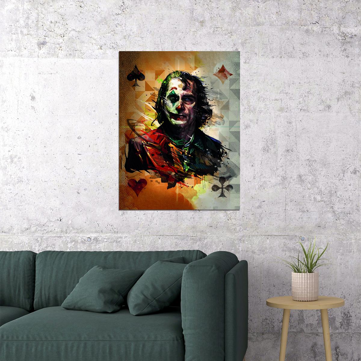 Joker 2019 Joaquin Phoenix Poster Playing Card Style Iconic DC Villain Wall Art