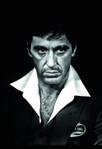 Scarface 1983 Tony Montana Portrait Poster Iconic Gangster Movie Al Pacino Wall Print