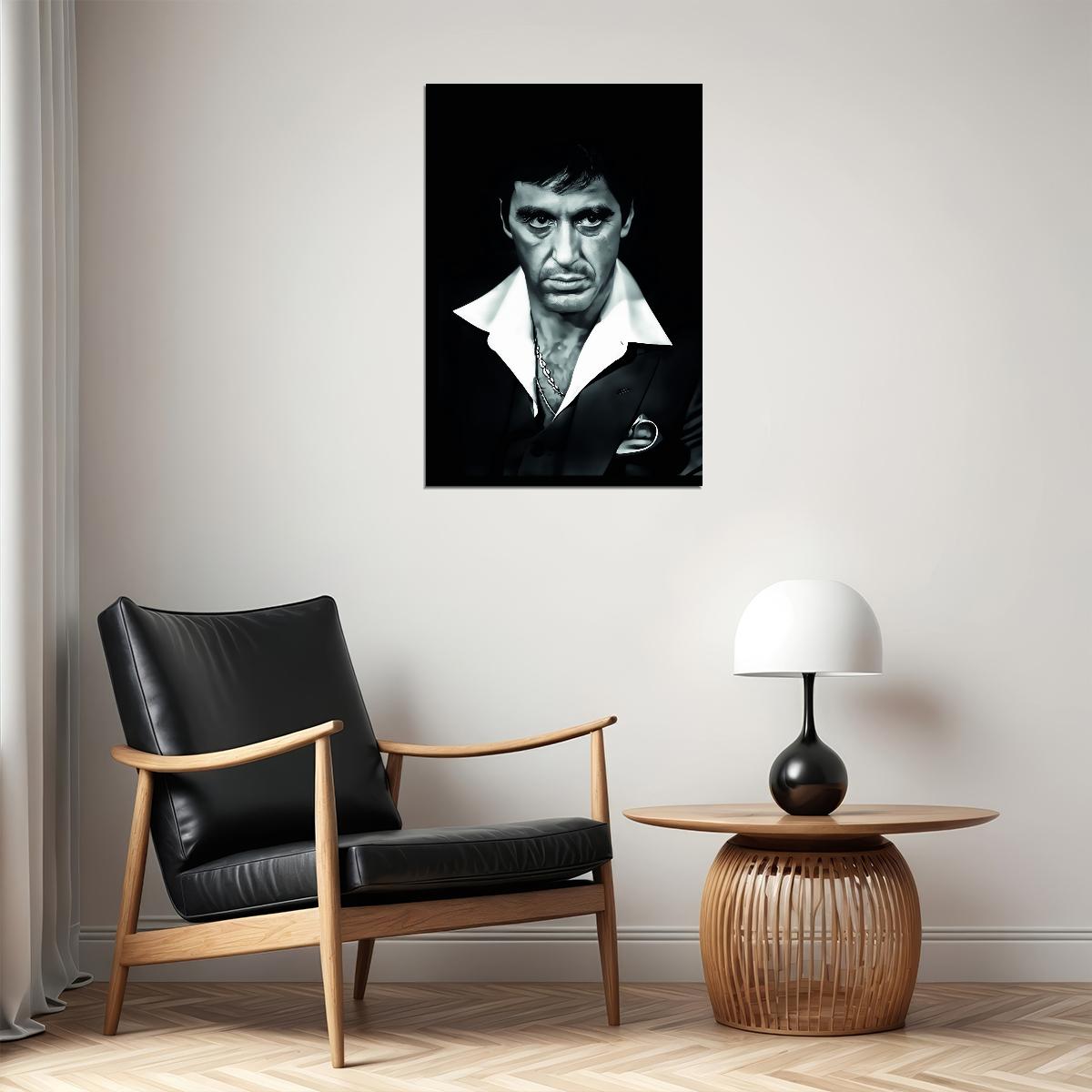 Scarface 1983 Tony Montana Portrait Poster Iconic Gangster Movie Al Pacino Wall Print