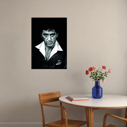 Scarface 1983 Tony Montana Portrait Poster Iconic Gangster Movie Al Pacino Wall Print