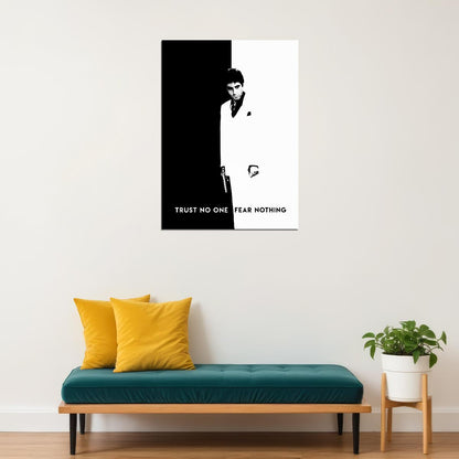 Scarface 1983 Tony Montana Poster Black and White Gangster Movie Al Pacino Wall Print