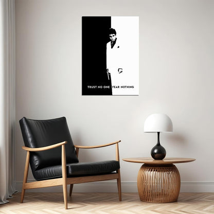 Scarface 1983 Tony Montana Poster Black and White Gangster Movie Al Pacino Wall Print