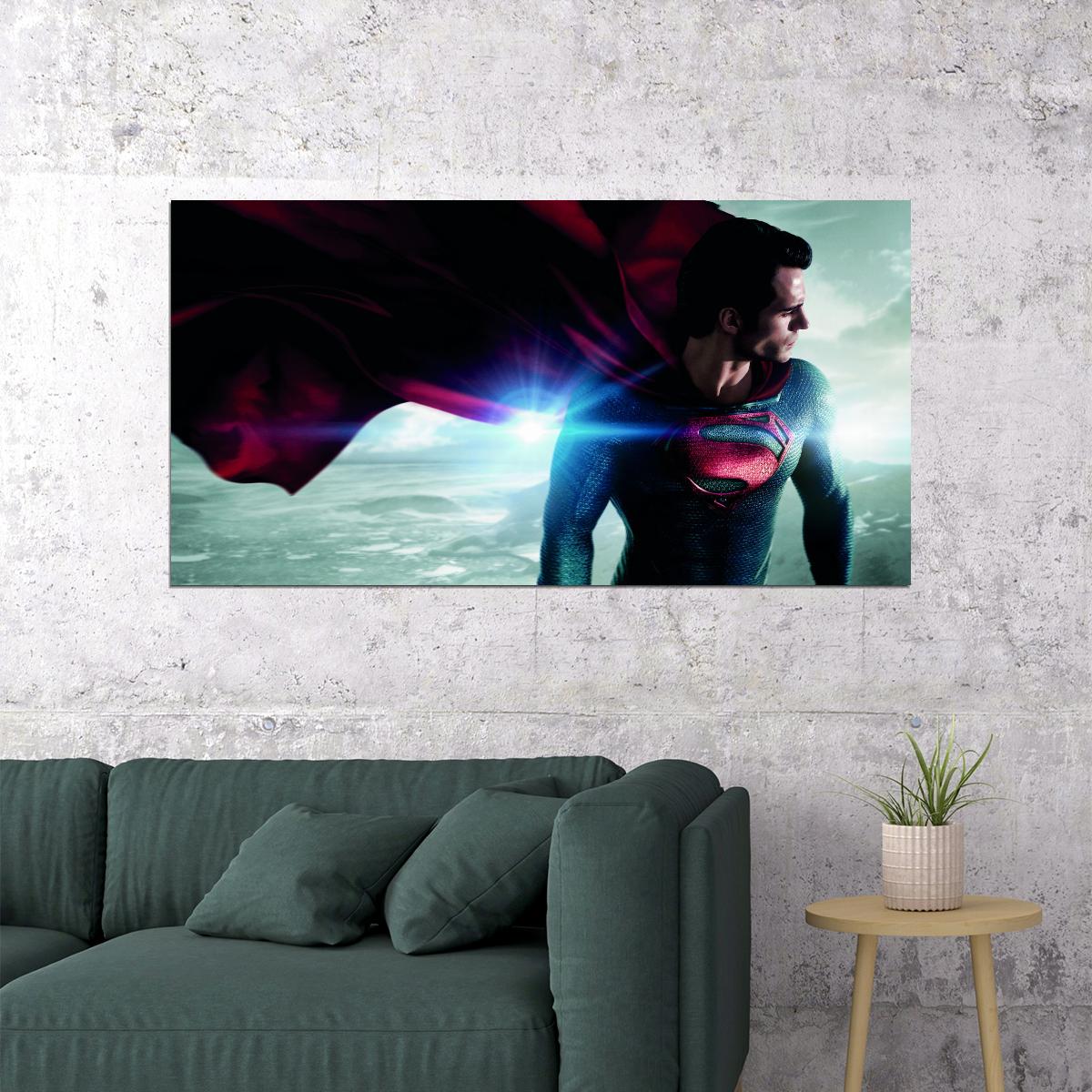 Man of Steel 2013 Superman Poster Henry Cavill DC Superhero Movie Wall Art - xonomax