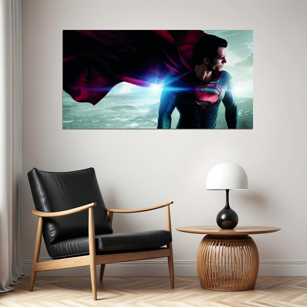 Man of Steel 2013 Superman Poster Henry Cavill DC Superhero Movie Wall Art - xonomax