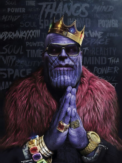 Thanos with Crown Poster Marvel Villain Pop Culture Crossover Wall Art Print - xonomax