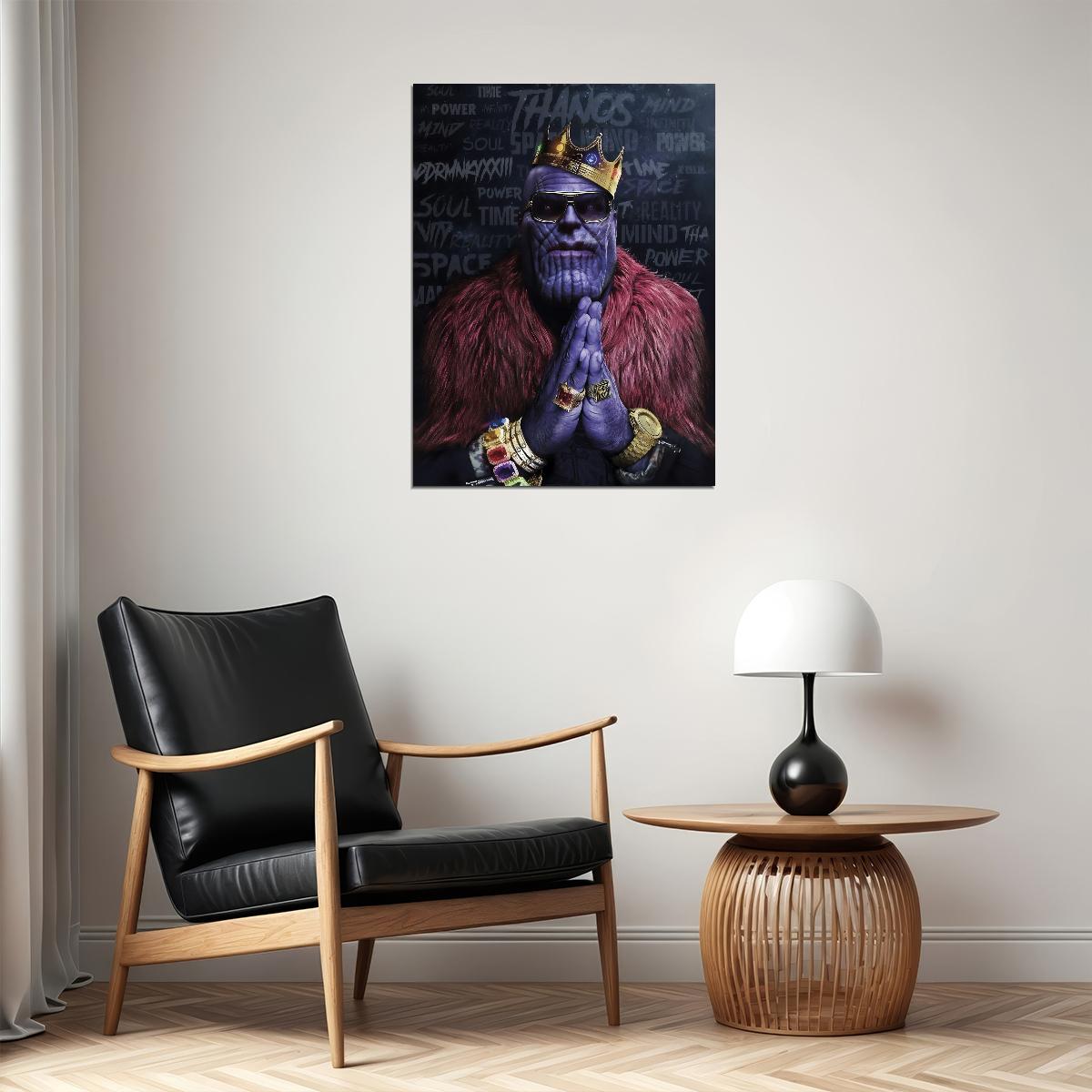 Thanos with Crown Poster Marvel Villain Pop Culture Crossover Wall Art Print - xonomax