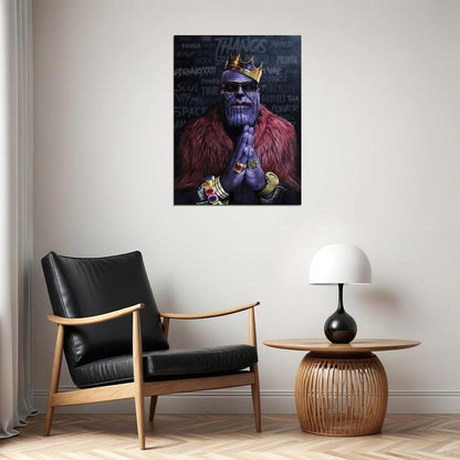 Thanos with Crown Poster Marvel Villain Pop Culture Crossover Wall Art Print - xonomax