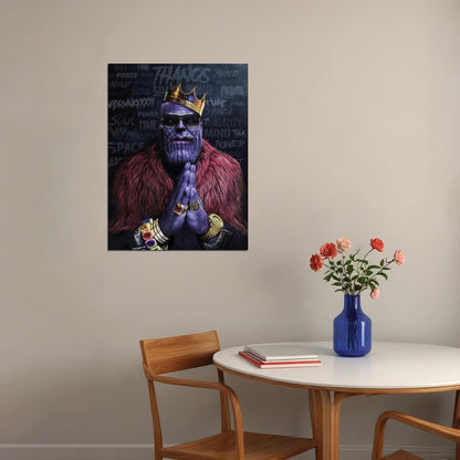 Thanos with Crown Poster Marvel Villain Pop Culture Crossover Wall Art Print - xonomax