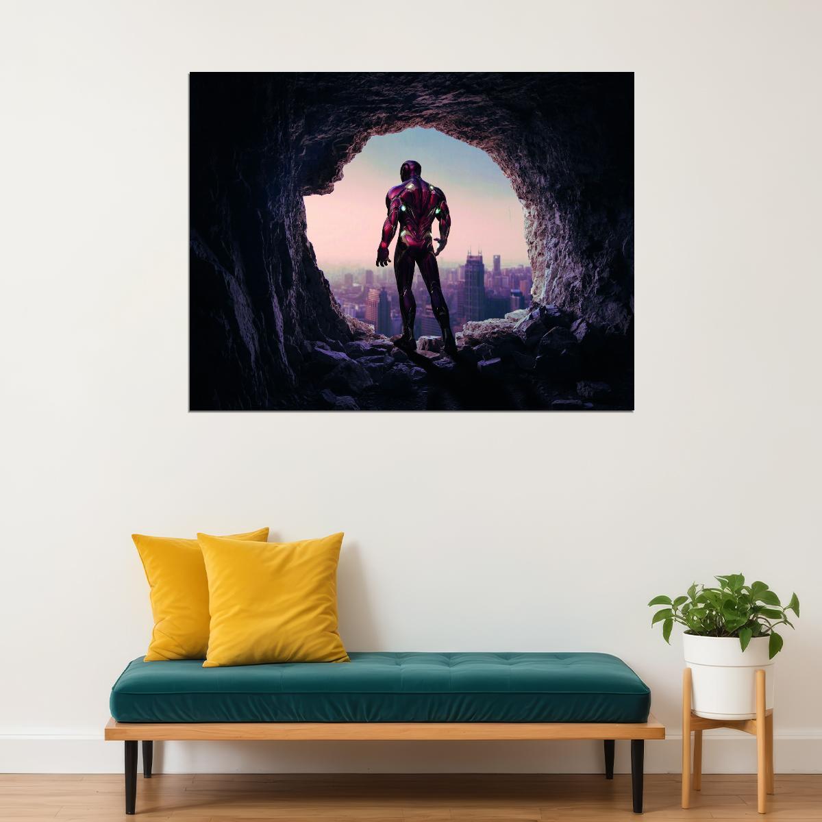 Iron Man Cave Entrance Poster Epic Superhero Art Marvel Sci-Fi Wall Print - xonomax