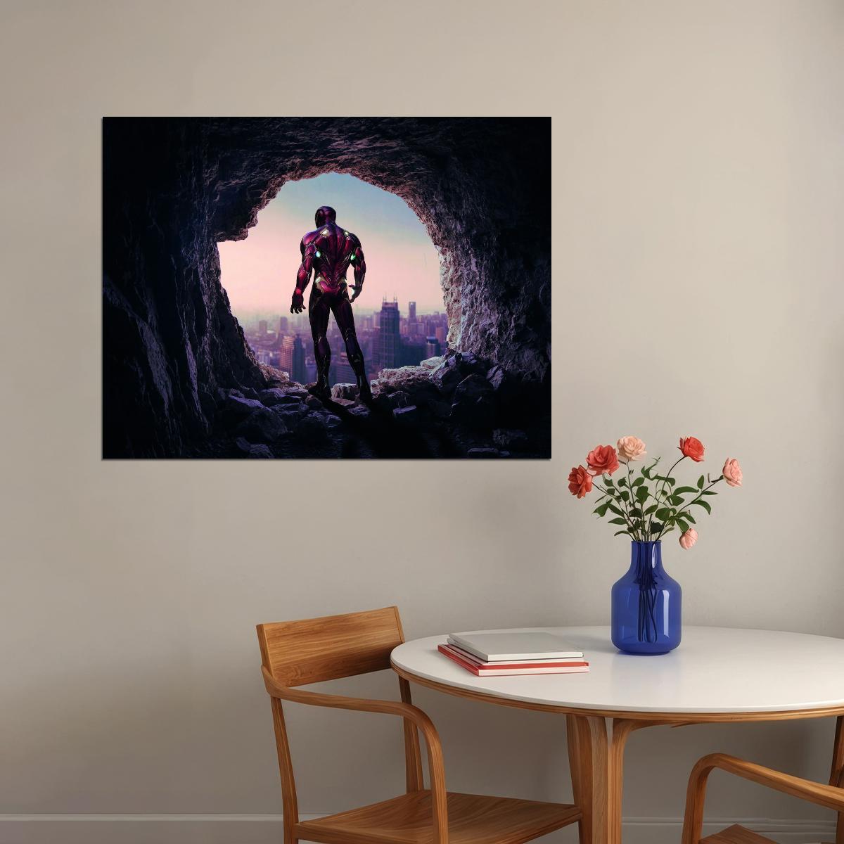 Iron Man Cave Entrance Poster Epic Superhero Art Marvel Sci-Fi Wall Print - xonomax