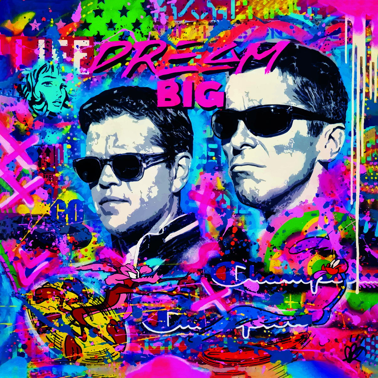 Ford v Ferrari Movie Poster 2019 Dream Big Pop Art Iconic Racing Film Wall Print - xonomax