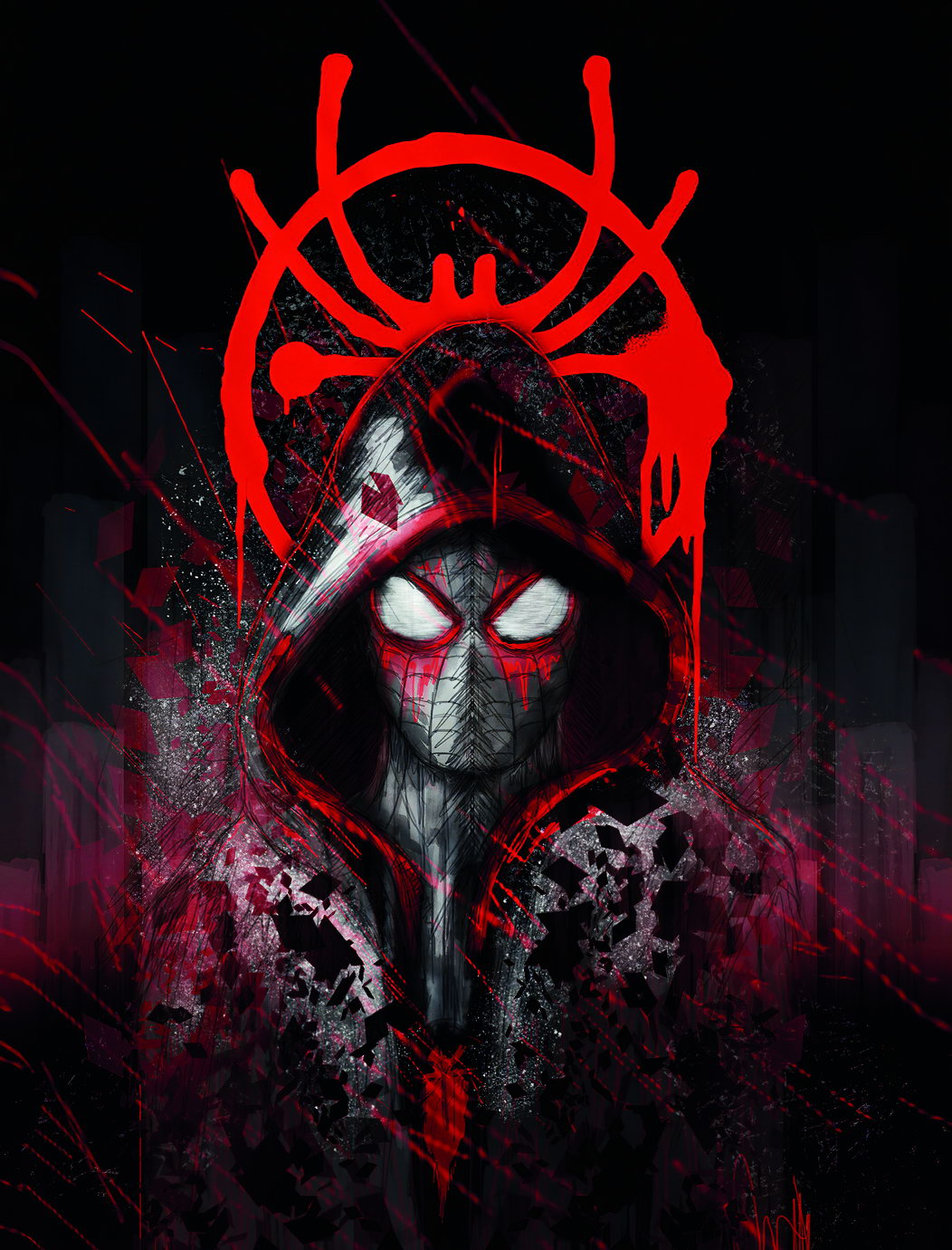Spider-Man Miles Morales Poster Dark Hero Art Marvel Wall Print - xonomax