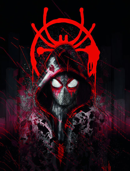 Spider-Man Miles Morales Poster Dark Hero Art Marvel Wall Print - xonomax