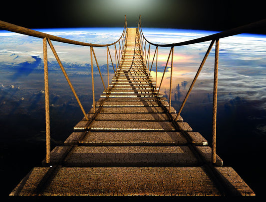 Suspension Bridge Scenic Photography Poster Adventure Landscape Travel Art Rustic Modern Wall Print Decor - xonomax