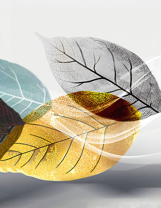 Translucent Leaves Botanical Poster Nature-Inspired Minimalist Art Modern Scandinavian Style Wall Decor Print