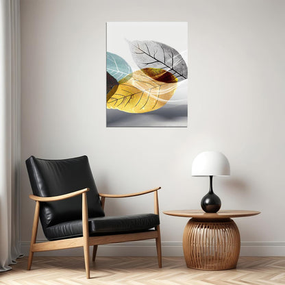 Translucent Leaves Botanical Poster Nature-Inspired Minimalist Art Modern Scandinavian Style Wall Decor Print
