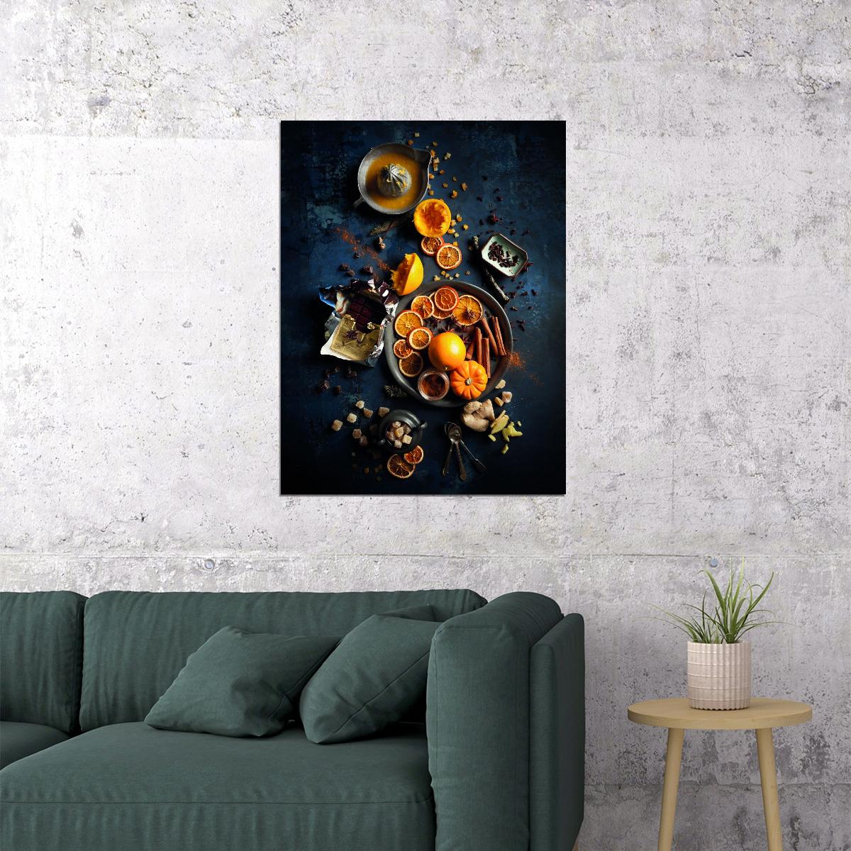 Autumn Harvest Food Poster Rustic Seasonal Kitchen Decor Cozy Farmhouse Wall Art Print - xonomax