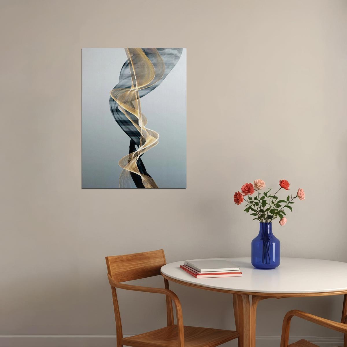 Abstract Flowing Lines Poster Minimalist Elegant Art Contemporary Scandinavian Wall Decor Trendy Aesthetic - xonomax