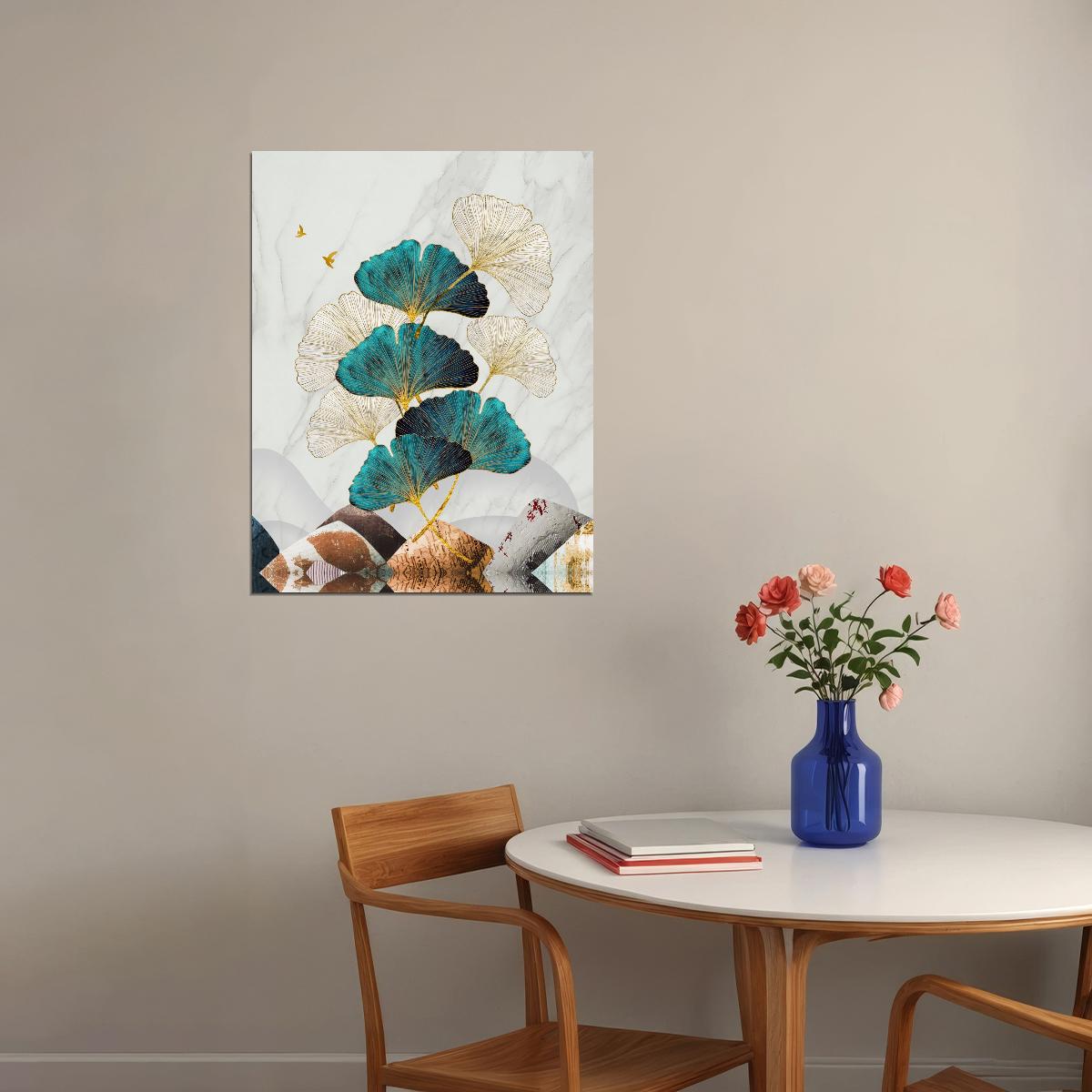 Ginkgo Leaves Botanical Poster Elegant Minimalist Nature Wall Art Modern Nordic Home Decor Print - xonomax