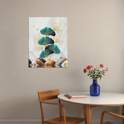 Ginkgo Leaves Botanical Poster Elegant Minimalist Nature Wall Art Modern Nordic Home Decor Print - xonomax