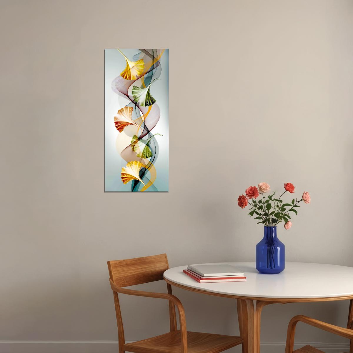Ginkgo Leaf Abstract Poster Minimalist Botanical Art Elegant Modern Scandinavian Style Wall Decor Print - xonomax