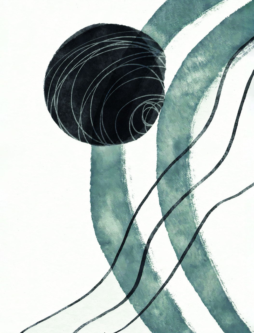 Modern Abstract Ink Lines Poster Minimalist Black and White Art Nordic Wall Decor Monochrome Aesthetic - xonomax