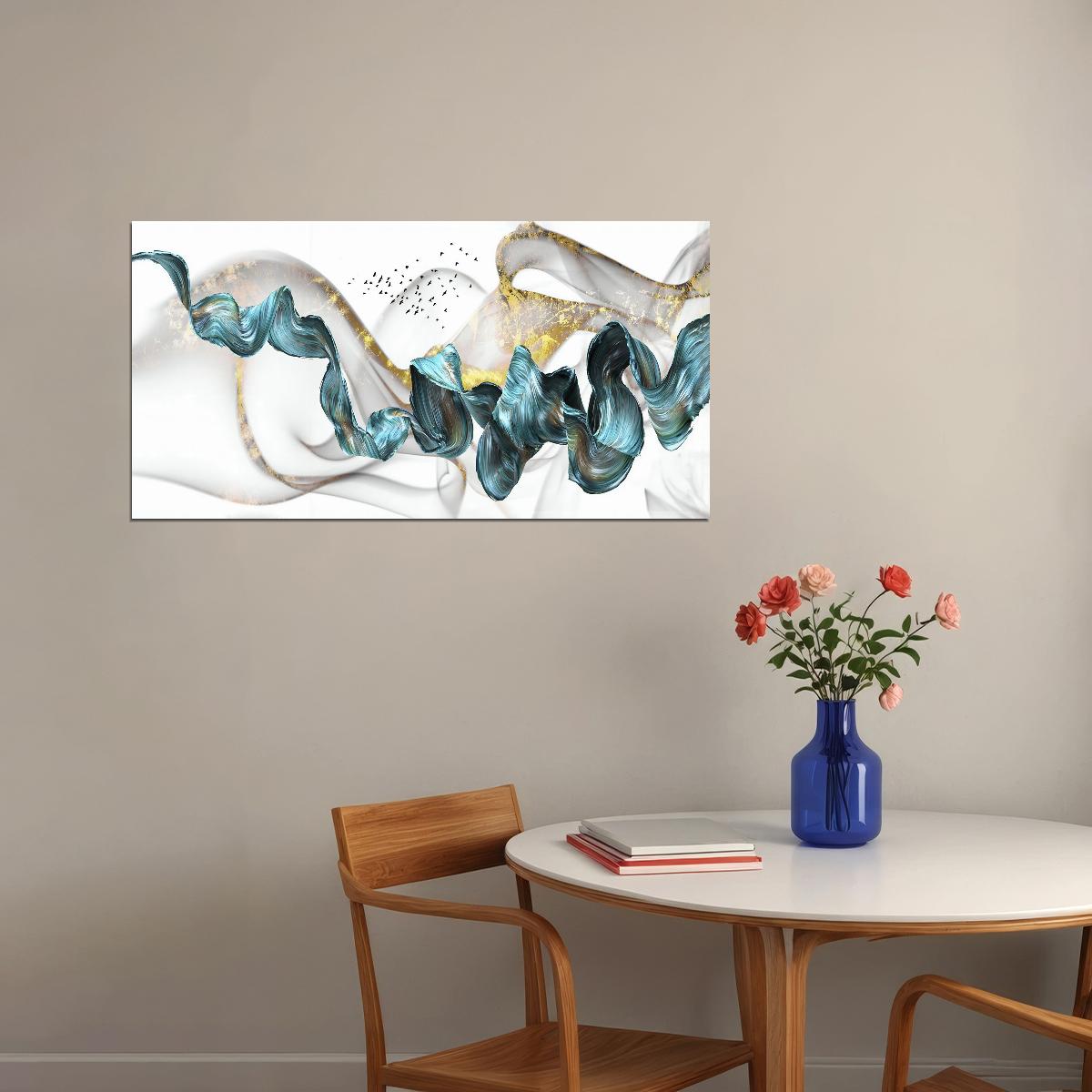 Abstract Fluid Art Poster Flowing Ribbon Design Elegant Modern Wall Decor Scandinavian Minimalist Print - xonomax